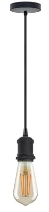 LEDSone Black Pendant Light Fitting E27 – Modern Adjustable Hanging Ceiling Lamp with 95cm Cable for Kitchen Island, Dining Room, Cafe Bar Lighting | Modern Industrial Hanging Light for Kitchen, Dining Room, Café & Home