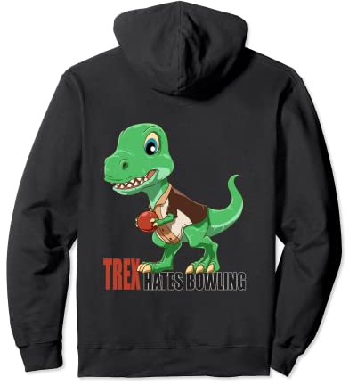Bowling Dino Strikes Again - Cute Bowling T-Rex Pullover Hoodie