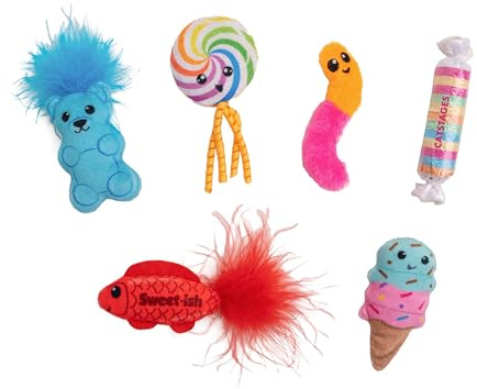 Catstages Kitty Sweet Treats plysch kattmynta kattleksaker - 6-pack
