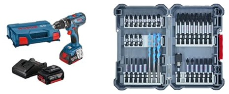 Bosch Professional 18V System Akku-Schlagbohrschrauber GSB 18V-28 (inkl. Akku, Ladegerät GAL 18V-20, in L-Case) + 35tlg. MultiConstruction Bohrer- und Impact Control Schrauberbit-Set, Zubehör