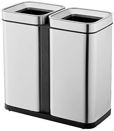 HASMI Poubelle d'extérieur avec Couvercle Poubelle en Acier Inoxydable Grande Poubelle extérieure, Poubelle écologique Double Baril Grande Poubelle d'un Gallon (Color : Without Cover, Size : 50L)