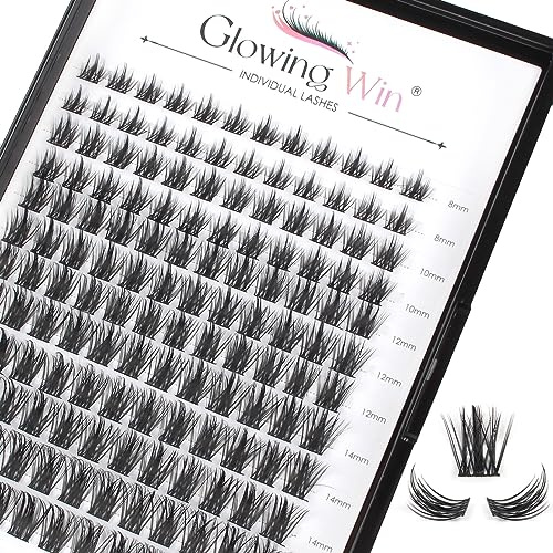 Glowing Win Einzelne Wimpern Extension 144 PCS DIY Cluster Lashes 8-16mm | Wiederverwendbar,Handgemacht,Falsche Wimpern Natürliche Wimpernverlängerung Wispy Einzelwimpern