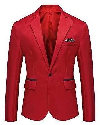EFOFEI Herren Dinner Prom Party Jacke Klassische Arbeitsanzug Jacken Sport Mantel Casual Blazer Drucken Rot XL