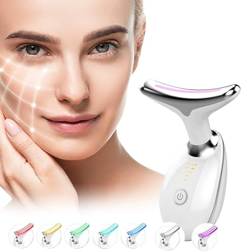 MRTOYIRQ Electric Face Massager, Portable High Frequency Heat Massage Face Lifting,3 Modes 45°C for Beauty and skincare tools, EMS Massage Face Toning for Women. (7-Color LED Mode)