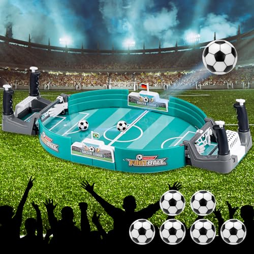 Zocipro Interaktives Tischfußballspiel mit 6 Fußbälle, Mini Tischkicker Desktop Spielzeug Tisch Fußball Kit, Innen 2-Spieler-Party-Tischkicker-Spielzeug-Geschenk für Kinder Erwachsene (6-Ball)