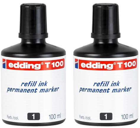 EDDING 2 Nachfülltinten T100 ml Tropfenform für Permanentmarker, Schwarz