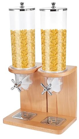 Self Serve Dry Food Dispenser, Countertop Cereal Machine with 2 Independent Barrel, Food-grade PC Barrel And 360° Rotary Switch, Removable Transparent Bucket And Easy To Distinguish, For Bars