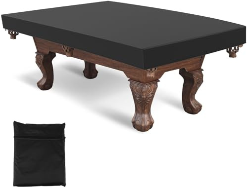 7FT Pool Table Cover, Waterproof Billiard Table Cover,Tearproof Pool Table Protector with Drawstring, Heavy-Duty 210D Oxford Cloth Table Dust Cover Indoor Outdoor Furniture Protector(7FT)