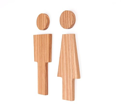 Selbstklebendes Holz-WC-Schild – Badezimmerschilder für Männer und Frauen, Toilettenschild, Badezimmertürschild, Toilettenschild, Waschraumschilder für Zuhause, Wasserschrankschild (Beige)