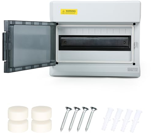 BuyWeek 12 Way Consumer Unit Distribution Protection Box IP66 Waterproof DIN Rail Electrical Enclosure with Transparent Window Fuse Box for Room,Outdoor, Gardens, Garages(1 Row 12 Module)