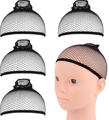 4 redecillas de nailon para pelucas, gorro de pelo para pelucas, juego de gorro transpirable, gorro de peluca elástica, gorro de nailon, accesorios para pelucas, redecilla para pelucas