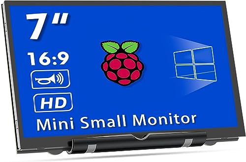 HMTECH 7'' Raspberry Pi Bildschirm, 800x480 HDMI Kleiner Monitor mit Dual-Lautsprecher, LCD Bildschirm Display für Raspberry Pi 4/3/2/Zero/B/B+ Win11/10/8/7 (Non-Touch)