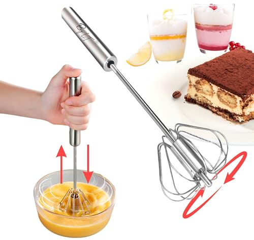 fouet cuisine batteur rotatif inox accessoire cuisine gadget mousseur à lait fouet professionnel idéal pour/mélanger fouetter remuer émulsionner et battre les oeufs