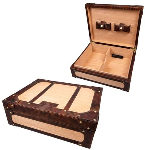 Passatore Humidor - Leder braun, Nietendesign für ca. 25 Zigarren