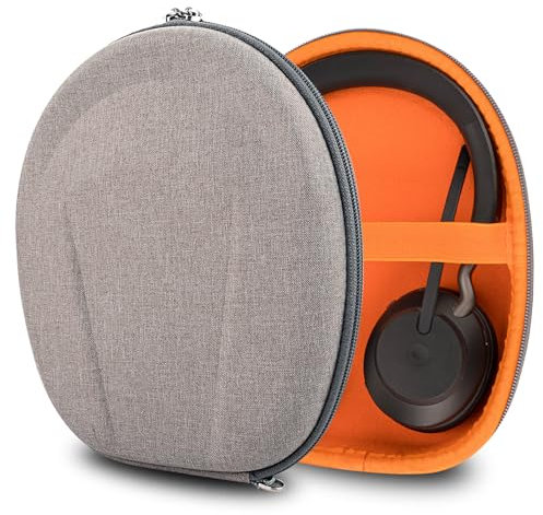 GEEKRIA Shield Étui pour écouteurs pour écouteurs Supra-Auriculaires Plats, Sac de Transport de Voyage à Coque Rigide de Remplacement, Compatible avec Les écouteurs Jabra Elite45h, Evolve275(Marron)