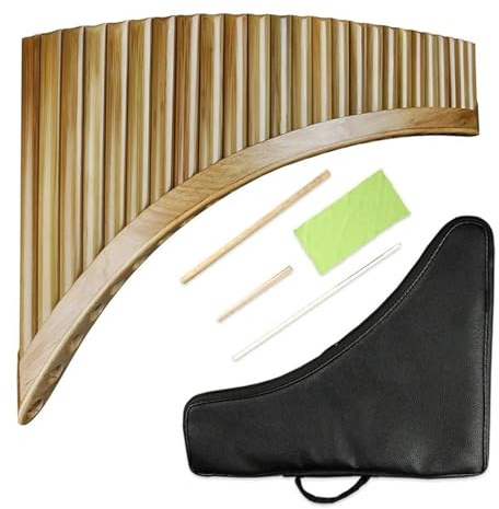 Panflöte aus Bambus C-Tonart, handgefertigte Panflöten, Holzblasinstrument, traditionelles chinesisches Musikinstrument, Bambus, 25 Pfeifen, Panflöte, Panflöte(25-RIGHT BIG-G)