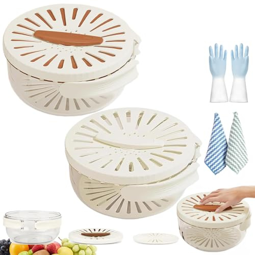 Gienslru 2-in-1-Abtropfgestell und Sieb, Multifunktions-Abtropfschale, Abtropfgestell mit Deckel, zum Spülen, Sieben, Gemüse, Waschen, Obst (2Pcs Mix, PET+PP, 15.2 x 8.2 x 3.26 cm)