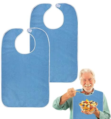 Mecmbj Lätzchen für Erwachsene, Wasserdichte, Latz für Erwachsene | 2 Stück Waschbar Latz für Senioren,Schlabberlatz für Erwachsene,Unisex Kleiderschutz mit Klettverschluss für Ältere Menschen