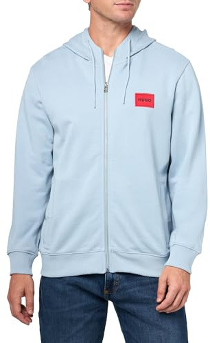 Hugo Herren-Sweatshirt, Normale Passform, quadratisches Logo, Jersey, mit Reißverschluss, Dust Blue, Medium