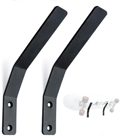 xiruiubao Skateboard Wandhalterung, Metall Skateboard Halterung Wand, Multifunktionale Wandhalterung Haken Aufhänger Halter für Skateboard Longboard Pennyboard (2 Stück, Schwarz)