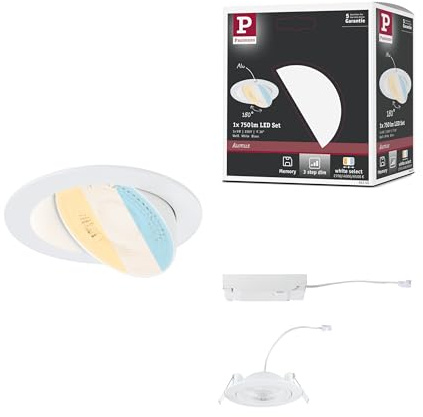 Paulmann 92253 EBL Set Aumus schwenkbar 3-Stepdim LED 1x750lm 2700-6500K 5W 230V Weiss matt