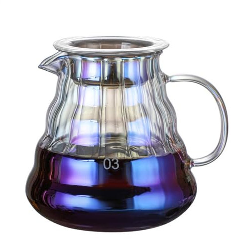 Jarra de café con filtro, jarra de café, servidor de café de vidrio, cafetera manual, resistente al calor, jarra de vidrio de borosilicato, jarra transparente para verter sobre café