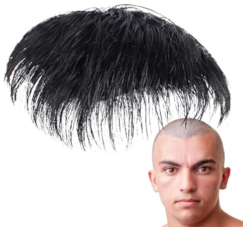Toupet - Toupet per capelli da uomo, toupet, toupet da uomo, toupet corto con clip per capelli veri, look naturale per l'uso quotidiano