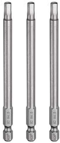 sourcing map 3pcs H4.5 Hex Head Drill Bit Wrench 4.5mm Metric Flat Tip 1/4 Hex Shank 100mm (4) Long Magnetic Hexagonal Screw Driver Socket Industrial Screwdriver Power Bits