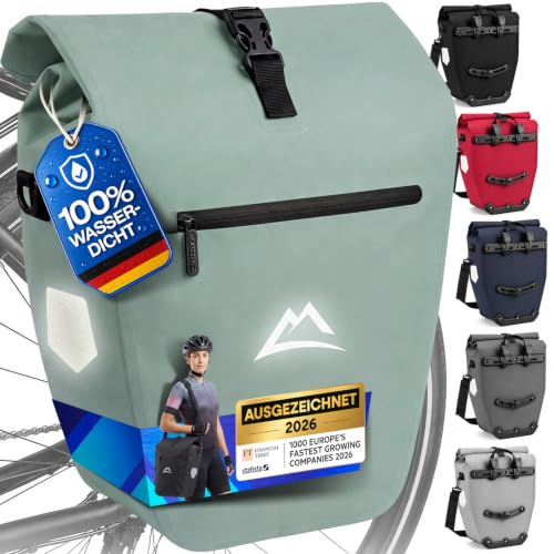 Nextcover® Fahrradtasche für Gepäckträger [AquaShield-TPU] I 100% wasserdichte Gepäckträgertasche mit klick-System & Rollverschluss I Reflektierende Fahrrad Tasche Inkl. Tragegurt, Fahrradtaschen