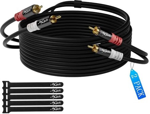 Mygatti Cinch Kabel 2 meter/2er-Pack,2 Cinch Stecker auf 2 Cinch Stecker,Stereo Audio kabel,RCA kabel,OFC,Hi-Fi Sound,doppelt geschirmt,Auto Audio Subwoofer Kabel für Heimkino,Verstärker,Lautsprecher
