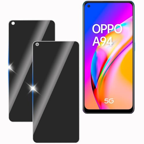 KULAIKE 2 Stück Sichtschutz für Oppo A94 5G, Anti-Spähen Privatsphäre Schutzfolie,Anti-Spy Panzer Schutz Glas Folie,Blickschutzfolie, 9H Härte, Anti-Kratzer, Stoßfest