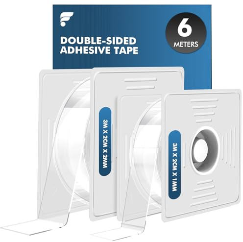 shinfly Nano Tape Doppelseitiges Klebeband Extra Stark 2 Rollen, Transparent Waschbar Wiederverwendbar, Rückstandslos, Ohne Bohren für Wand Küche Badezimmer