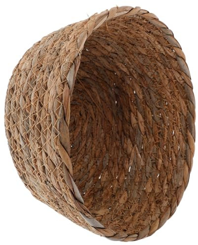 Luxshiny Cesta de Almacenamiento Tejida Redonda de Césped, Estilo Boho, Portátil y Versátil, para Organizar Escritorio y Encimera de Cocina, Color Caqui