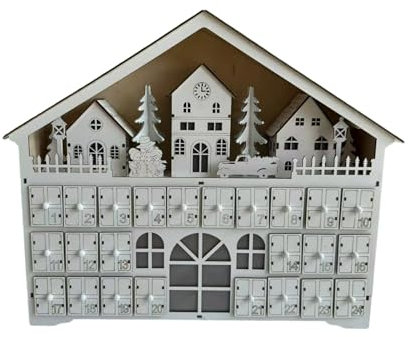Calendario de cuenta regresiva de Navidad con LED decorativo de madera, calendario de adviento de 24 días para cuenta regresiva de Navidad