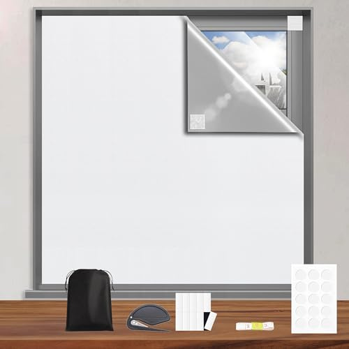 Blackout Blinds Stick On: 200x145cm Temporary Black Out Curtains, Portable Window Treatments for Travel Bedroom Skylight Nursery Loft