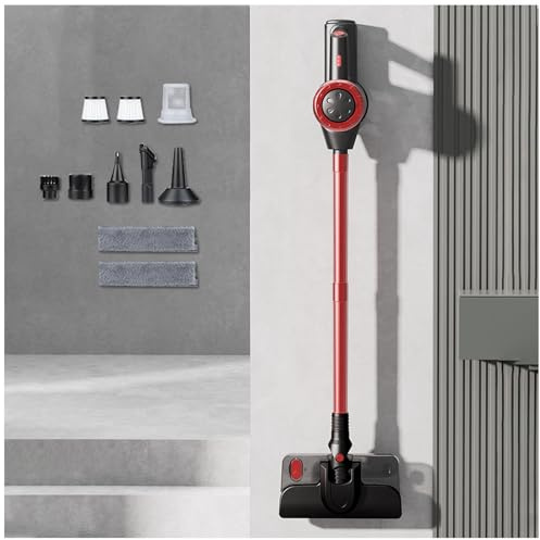 MeLtor Aspira E Lava Pavimenti Casa 5 in 1, 18KPa/120W/35Mins, Scopa Vapore Senza Fili Leggero E Senza Fili Aspira E Lava Pavimenti Casa per Pulizia Domestica/Capelli/Polvere/Lavapavimenti,Red