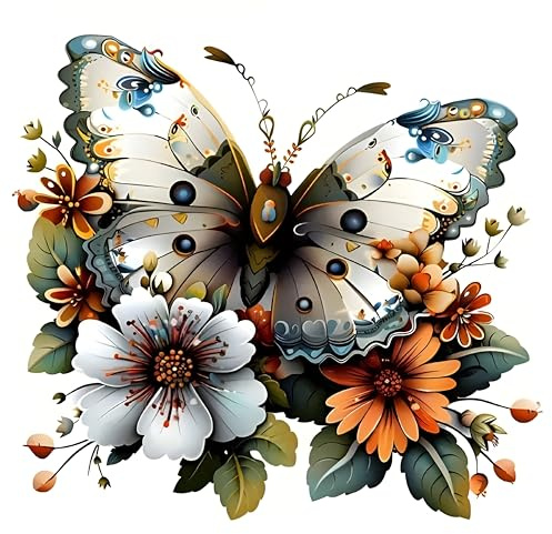 Lot de 2 autocollants en vinyle pour ordinateur portable Motif papillon sur une fleur dansant gracieusement dans la brise