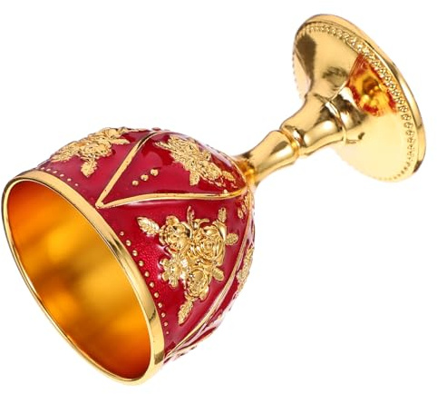 POPETPOP Copa De Vino De Aleación Vintage Tamaño Único Metal Repujado Diseño Clásico Para Uso Diario Copa De Whisky Para Fiestas y Hogar Color Dorado Rosa Mn