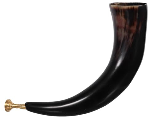 SHOWERORO Wikingerhorn aus Natürlichem Ochsenhorn 30 35cm Kraftvolles Piraten Cosplay Horn für Halloween und Outdoor Feiern