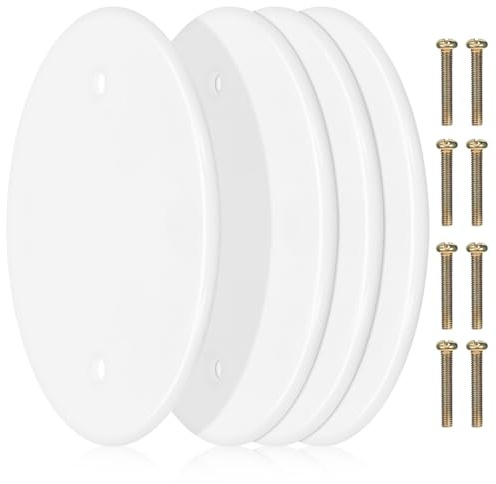 Mikikit Placa de Cubierta Ciega Redonda de 4 Unidades, Material Pp Resistente, para Panel Eléctrico y Espacio en, Uso Residencial y Comercial, Tapa para Orificios de Techo,