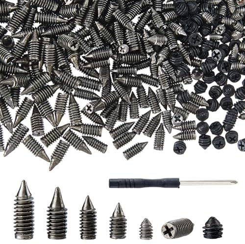 TNKBREEZE 420Pcs Metal Tip Screws Gunmetal Belt Screws Set 6 Sizes Carbon Steel Belt Screws with 1 Pcs Flat Head Screwdriver Pointed Cross Slot Leather Accessories for Belt Wallet Handbag Purse