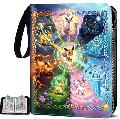 Carpeta de 4 bolsillos, capacidad para 50 páginas y 400 tarjetas, soporte para tarjetas de colección, carpeta portátil de poliuretano impermeable, para coleccionistas de tarjetas, regalos para niños y