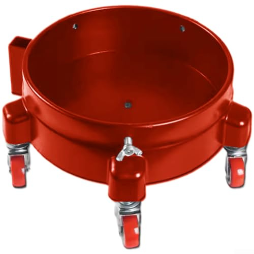 Car Wash Bucket with Wheels and Brakes, Portable Mobile Base with 5 Castors for Smooth Movement, High Load 250lbs Thick PP Design, Multi-Use Cleaning Trolley for Garden Home and Outdoor, Red(Red)