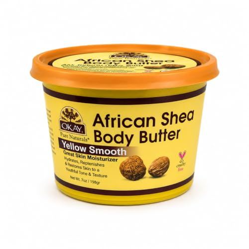 Okay Smooth All Natural, 100% ren oraffinerad daglig hudfuktkräm för ansikte och kropp, gul, sheasmör, 473 ml