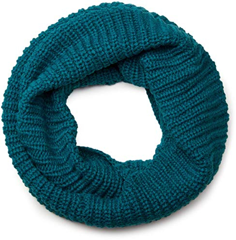 styleBREAKER Unisex Feinstrick Loop Schal einfarbig | Weicher elastischer Winter Schlauchschal in Feinripp Optik | Warmer Strick Loop für Damen und Herren, Farbe:Petrol