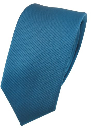 TigerTie - schmale Designer Krawatte in türkis wasserblau türkisblau einfarbig Uni Rips gemustert