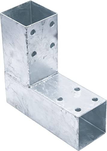 Connex Pfostenecke einfach - 200 x 185 mm 70° - chromfarbig - feuerverzinkt - 2 Hülsen - 1 Stück / Pfostenverbinder / Holzverbinder / Balkenverbinder / HV4246 | 200 x 185 mm 70° – 2 Hülsen – Pfostenverbinder – Holzverbinder – Balkenverbinder – für Holz – mehrteiliges Set