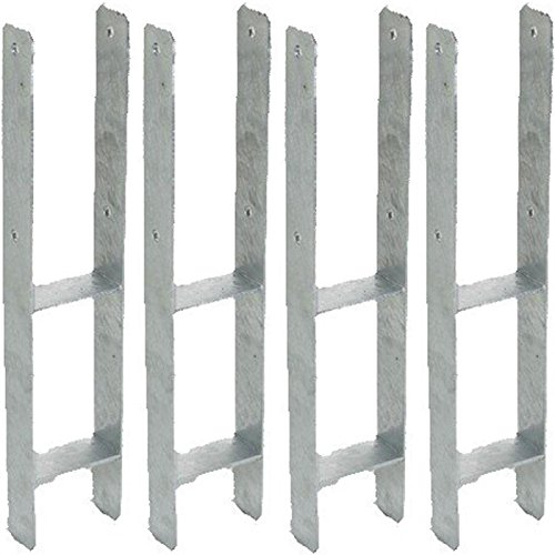 Gardopia Sparpaket: 4 x 71mm Pfostenträger H-Form Feuerverzinkt zum Einbetonieren