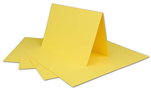 50 DIN A6 Faltkarten Gelb - Karten zum Selbstgestalten 14,8 x 21 cm - Klappkarten mit 160 g/m² - Colours-4-you von Glüxx Agent