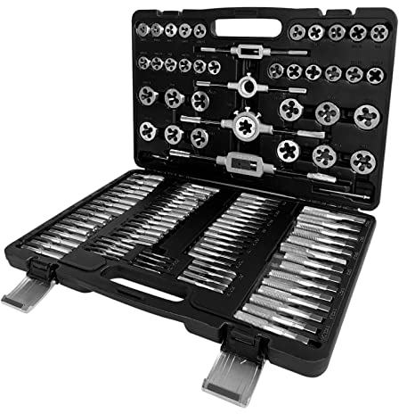 AUFUN Gewindeschneider set 110 tlg. Gewindebohrer Satz M2-M18 Gewindeschneidsatz Schneider Bohrer aus Wolframstahl Gewindeschneid Satz Werkzeug Set inkl. Aufbewahrungskoffer